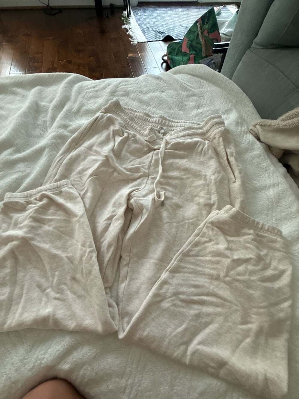 Aerie Always and Forever Real Drawstring Lounge Sweatpants Beige Size L